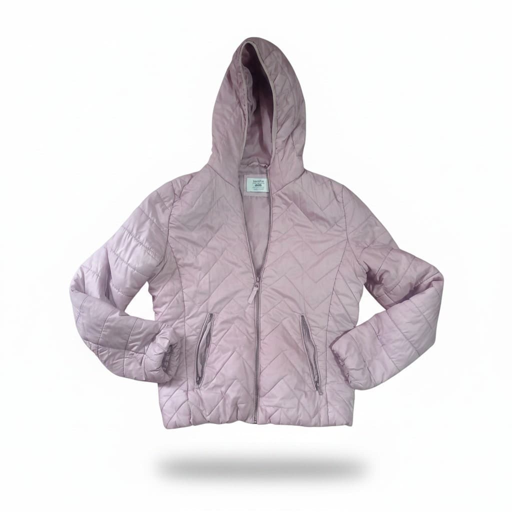 Chaqueta acolchada Bershka en color rosa palo con capucha y - foto 1